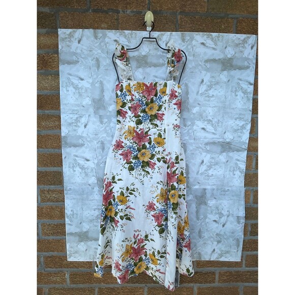 Reformation Spaulding Linen Midi Dress in bouquets printed size 6 - Picture 1 of 12
